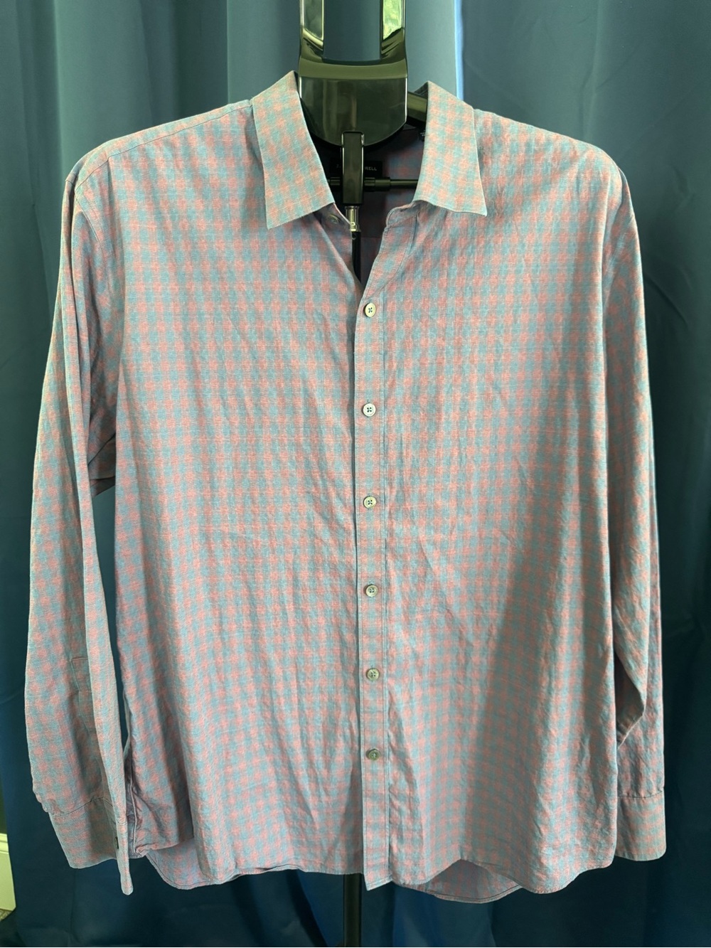 Zachary Prell Men's Long-Sleeve Button-Up Shirt in Light Blue & Pink Preppy
